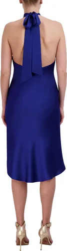 Vista 3 de BCBGMAXAZRIA Vestido de cóctel midi con cuello halter y cadena para mujer