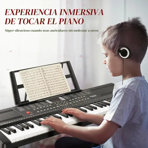 Vista 6 de Ktaxon - Teclado eléctrico de 61 teclas con teclas iluminadas