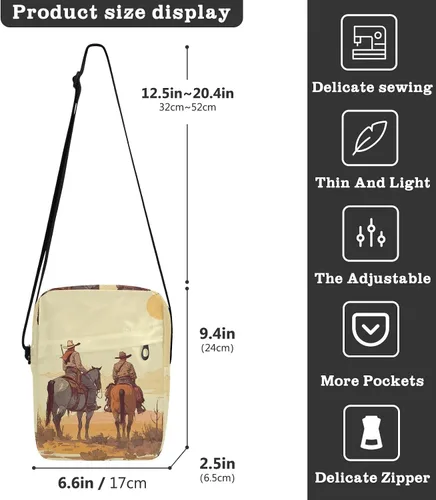 Vista 3 de Cowboys Sunsets Retro Vintage crossbody messenger bag crossbody bag cross body purses for women Ladies Shoulder Handbags Adjustable Strap for Casual