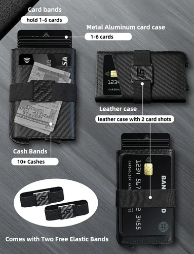 Vista 2 de Cartera delgada de aluminio con tarjetero, Negro carbón, Minimalista