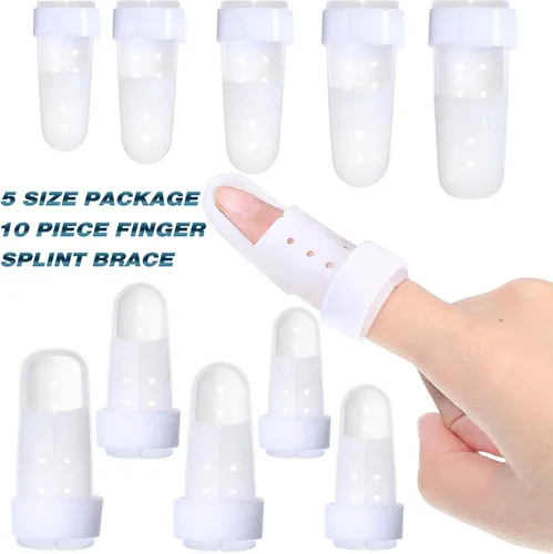 Vista 4 de Pangda 10 piezas de férula de dedo mazo soporte de dedo soporte de férula de plástico protector de soporte para inmovilizador ajustable