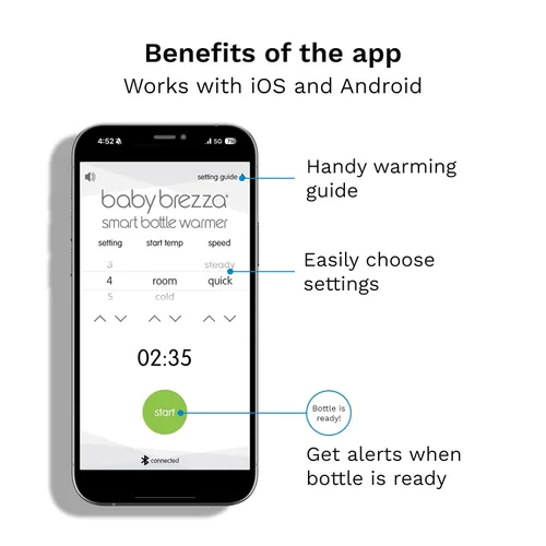 Vista 7 de Baby Brezza Calentador Inteligente de Biberones, Calentador de Leche Materna + Descongelador – Aplicación Gratuita - Diferentes Temperaturas