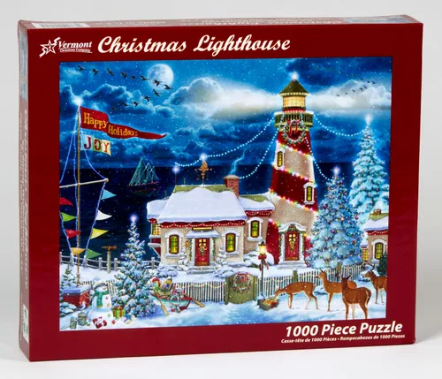 Vista 2 de Rompecabezas de faro de Navidad de 1000 piezas por Vermont Christmas Company