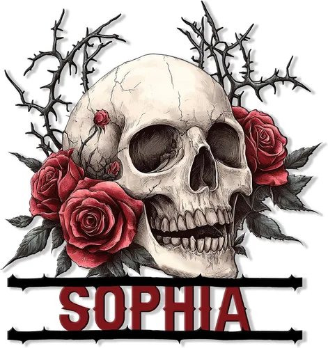 Vista 6 de Letrero de metal personalizado con calavera, letrero colgante de calavera para porche al aire libre, valla de pared con nombre personalizado, patio