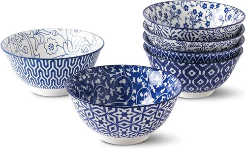 Vista 8 de Selamica, juego de 6 cuencos de porcelana para helado, cuencos pequeños, cuencos de cerámica para postres, helado, variedad