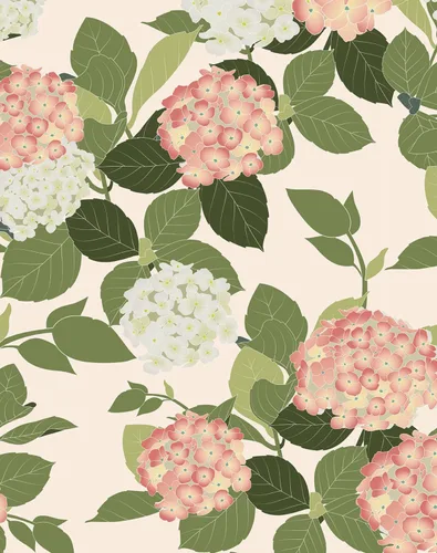 Vista 9 de Papel tapiz floral despegar y pegar autoadhesivo de hortensias, papel de pared estilo campo francés color crema, papel tapiz adhesivo
