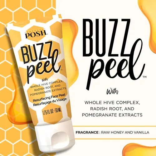 Vista 3 de Perfectly Posh Buzz Peel - Pelaje facial rejuvenecedor Contains Glycolic Acid, Lactic Acid, and Whole Hive Complex, Resurfacing Face Peel for