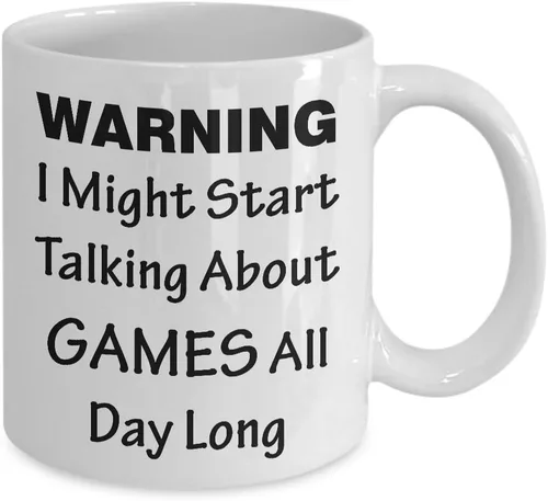 Vista 2 de Taza para desarrollador de juegos – Advertencia I Might Start hablando de todo el día – diseño de videojuegos, taza de té de café, regalo divertido