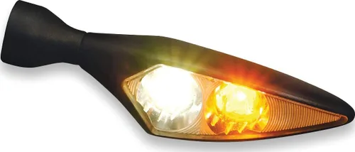 Vista 3 de Kuryakyn 2538 Motorcycle Lighting Accessory: Kellermann Micro Rhombus PL, LED Running/Turn Signal/Blinker Light, White/Amber, Front Left, Chrome