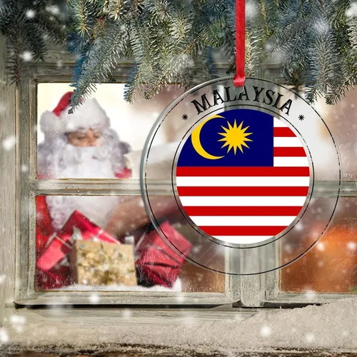 Vista 6 de Adornos de Navidad de Malasia, bandera de Malasia, adornos acrílicos, colgante para árbol de Navidad, bandera nacional, recuerdo del país
