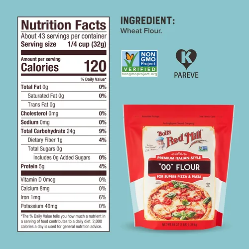 Vista 3 de Bob's Red Mill 00 Harina Premium estilo italiano, 48 onzas (paquete de 4) – Sin OGM, vegano, kosher