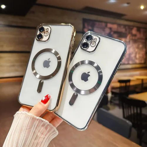 Vista 2 de Funda para iPhone 11 Pro [compatible con MagSafe] con protector de lente de cámara, ligera y chapada de lujo, a prueba de golpes, resistente funda