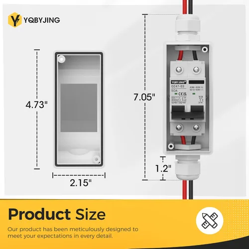 Vista 198 de Interruptor de desconexión de panel solar CC 20 Amp AC Caja de interruptor de circuito en miniatura 500V 2 polos con caja IP65 impermeable a prueba