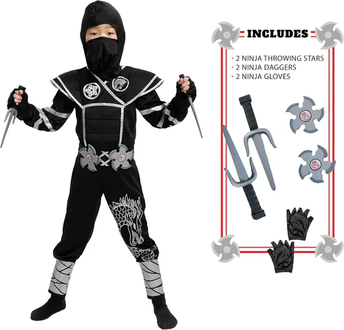 Vista 8 de Disfraz de ninja plateado con accesorios de espuma para Halloween y niños