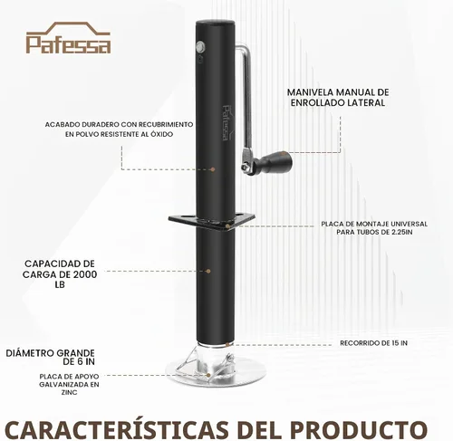 Vista 3 de Gato de lengua para remolque, capacidad de elevación de 2000 libras, marco en A de elevación de 15 pulgadas, resistente - Gato de remolque manual