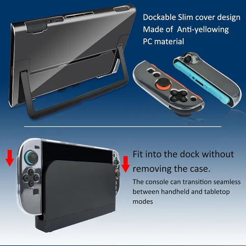 Vista 10 de Kit de accesorios para Nintendo Switch, paquete de tapas de agarre para controles redondos, estuche de transporte, protector de pantalla y control