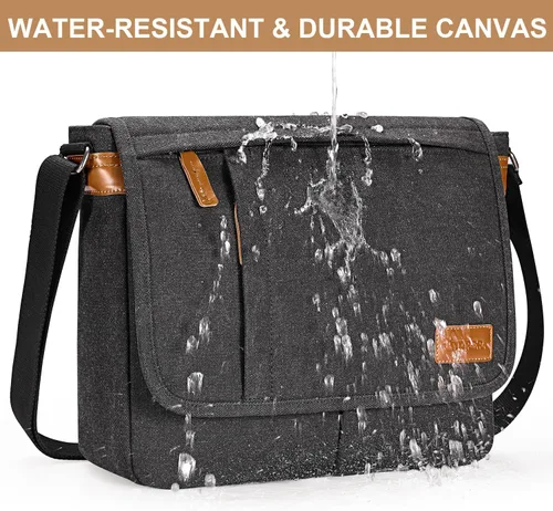 Vista 6 de Estarer Bolsas de mensajero para hombres de 13 a 13.3 pulgadas, resistente al agua, bolsa de lona para trabajo, oficina, viaje, bolso cruzado