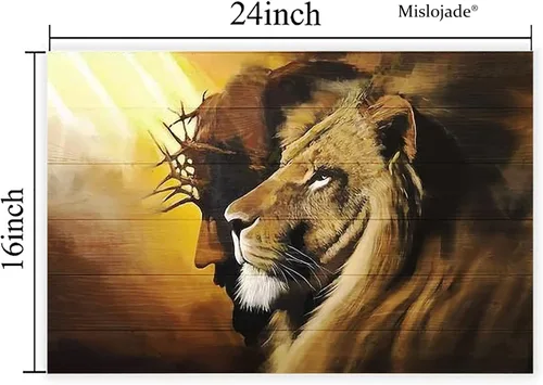 Vista 5 de Mislojade Lienzo decorativo para pared, diseño de león de Judá, pinturas negras de Jesús, decoración para sala de estar, póster e impresiones