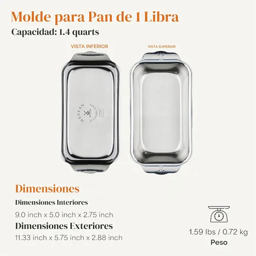 Vista 2 de Hestan Provisions OvenBond - Molde para pan de acero inoxidable con revestimiento de tres capas, 1 libra (9 x 5 pulgadas)