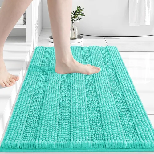 Vista 219 de Grandaily Alfombras de baño de felpilla a rayas de 24 x 16 pulgadas, extra gruesas y suaves, absorbentes, parte trasera de goma, alfombra de ducha
