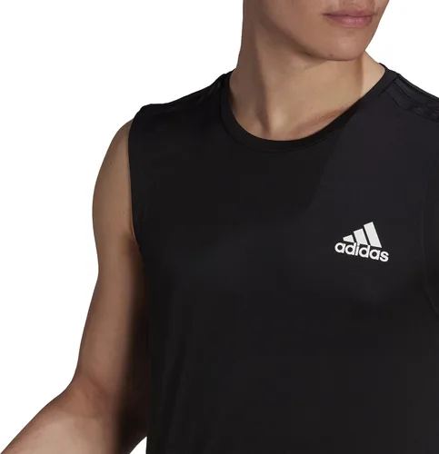 Vista 3 de adidas Camiseta sin mangas para hombre Aeroready diseñada 2 Move Sport con 3 rayas