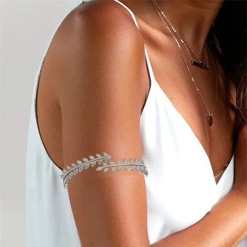 Vista 2 de WAINIS Juego de 9 pulseras ajustables para mujer, color plateado y dorado, Metal, Ónix