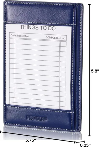 Vista 8 de HISCOW Bloc de notas y cuaderno de bolsillo de cuero italiano, bloc de notas de 3 x 5 con soporte seguro para bolígrafo, organizador de notas