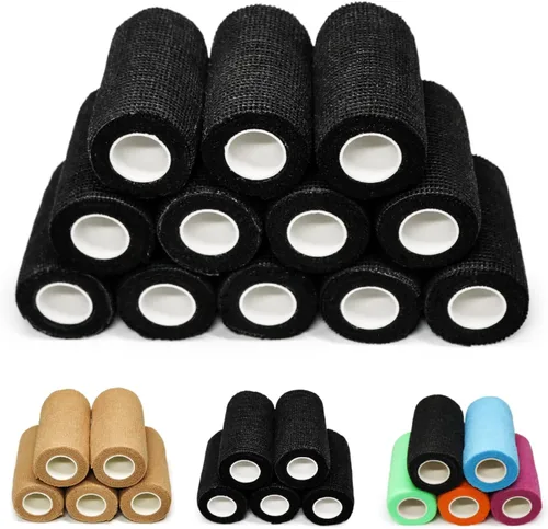 Vista 9 de OZER Paquete de 12 rollos de vendaje autoadhesivo de 2 pulgadas x 5 yardas, cinta elástica autoadhesiva para estiramiento atlético, deportes Colorido