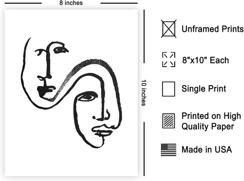 Vista 182 de Poster Master Faces Poster - Retro Women Print - Portrait Art - Sketch Illustration - Abstract Artwork - Woman Design - Chic Boho Design - Great
