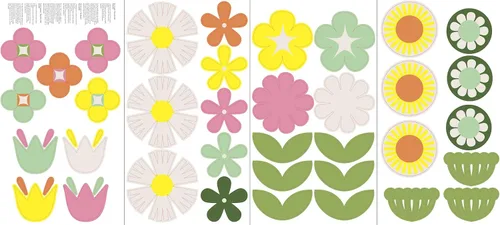 Vista 5 de Tempaper Calcomanías de pared retro florales autoadhesivas, multicolor Floral retro