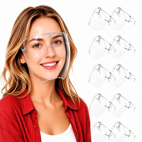 Vista 8 de Paquete de 4 protectores faciales con gafas, antiempañamiento, protección facial completa, protector contra salpicaduras, reutilizables