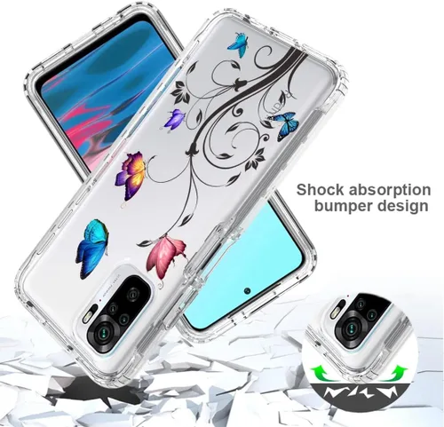 Vista 7 de Funda para Redmi Note 10 (4G)/Redmi Note 10S con protector de pantalla de vidrio templado, carcasa rígida de diseño floral de cuerpo completo +