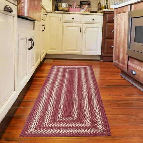 Vista 82 de Homespice Apple Pie - Alfombra ovalada roja de 2 x 3 pies, alfombra de cocina trenzada para decoración primitiva y rústica, reversible, yute sin