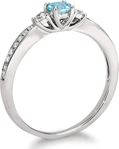 Vista 4 de LeVian - Anillo de tres piedras de oro rosa o blanco de 14 quilates, piedra preciosa redonda y diamante de 16 quilates (color H-I, claridad VS2-SI1)