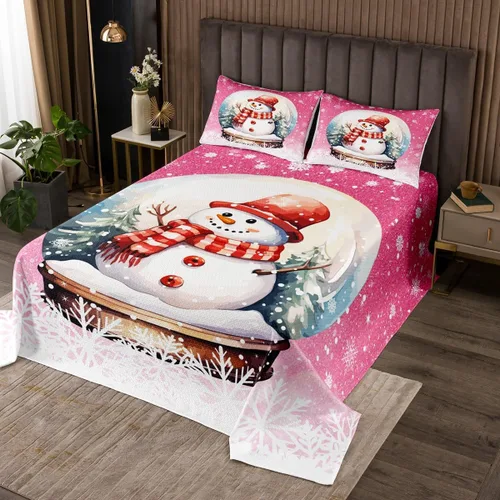 Vista 24 de Manfei Juego de colcha de Navidad para niños, tamaño individual, diseño de pinos de dibujos animados, decoración de habitación de niños y adultos