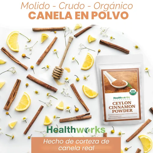Vista 3 de Healthworks Superfoods - Canela orgánica en polvo de Ceilán - 16 onzas / 1 libra - Molida cruda - Keto, vegana y sin transgénicos - Ideal para café
