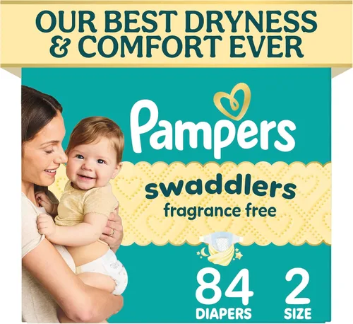 Vista 27 de Pampers Pañales Swaddlers, talla 4 (15-34 libras), 150 unidades, sin fragancia, hipoalergénicos, absorbentes, recomendados por pediatras, seguros