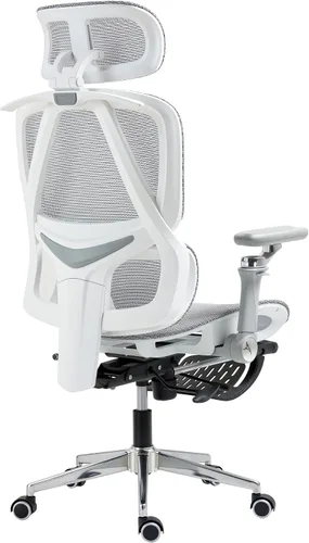 Vista 3 de Silla de oficina ergonómica avanzada de malla con soporte lumbar ajustable, reposacabezas y reposabrazos 3D, edición Pro (gris, pp)
