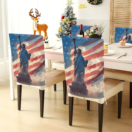 Vista 4 de 4th of July Independence Day White Liberty Decorative Covers for Chairs for Dining Room Chairs Soft Waterproof Chair Covers for Dining Chairs