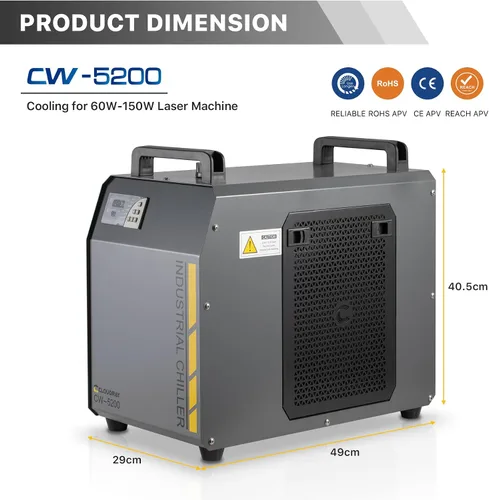 Vista 2 de Cloudray Enfriador de Agua Láser CO2 Industrial 6L 0.61HP CW5200 Termostato Preciso Recirculante CO2 Enfriador Láser Industrial para 60W 70W 80W 90W