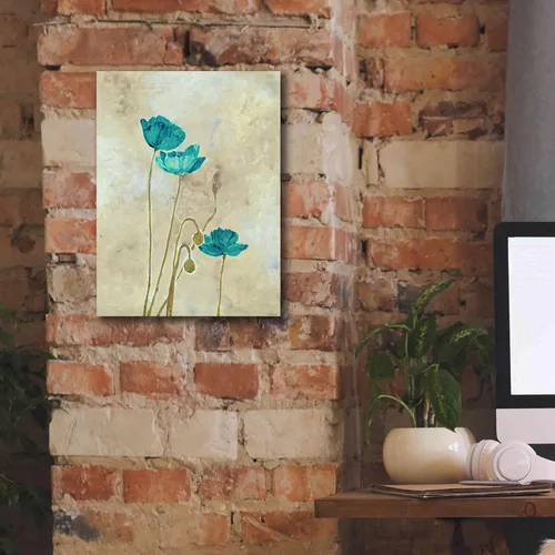 Vista 5 de Epic Graffiti 'Tealqoise Flowers 2' por Jadei Graphics, arte de pared en lienzo, 12 x 16 pulgadas