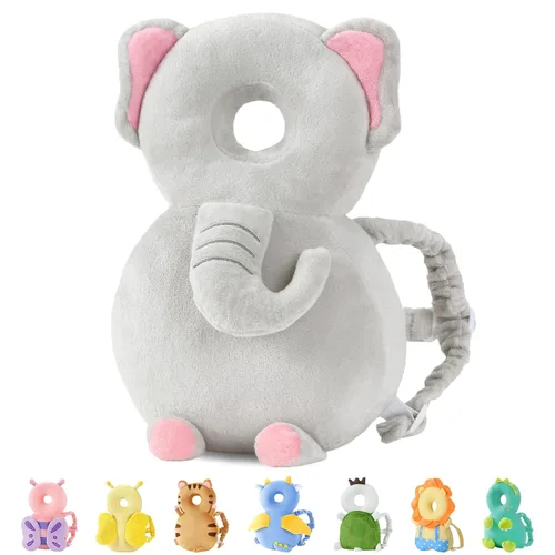 Vista 9 de JunNeng - Mochila protectora de cabeza de bebé para caminar y gatear, pingüino blanco Protector de cabeza suave, transpirable, ajustable