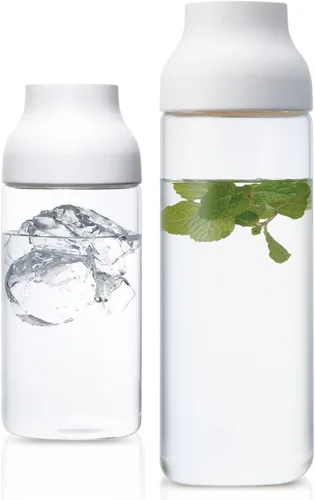 Vista 5 de Kinto 22971 - Jarra de agua con cápsula, jarra y botella de agua fría, 33.8 onzas líquidas (1 litro), color blanco