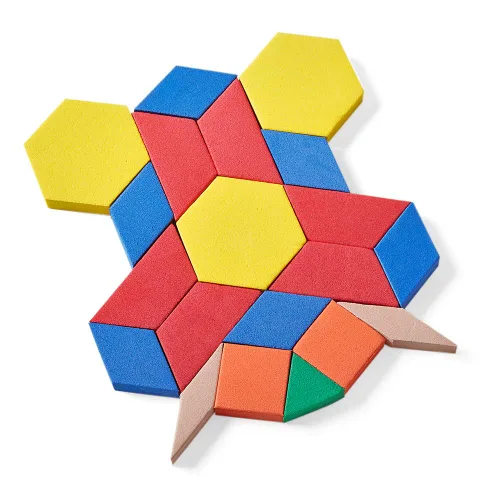 Vista 3 de hand2mind Bloques de patrón de espuma, formas geométricas para niños, juego de patrones, bloques de patrones para niños pequeños, formas para jardín
