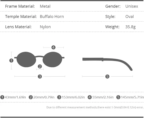 Vista 3 de HEPIDEM Gafas de sol 100 realmente Buffalo Horn hechas a mano para hombres gafas de sol redondas de lujo