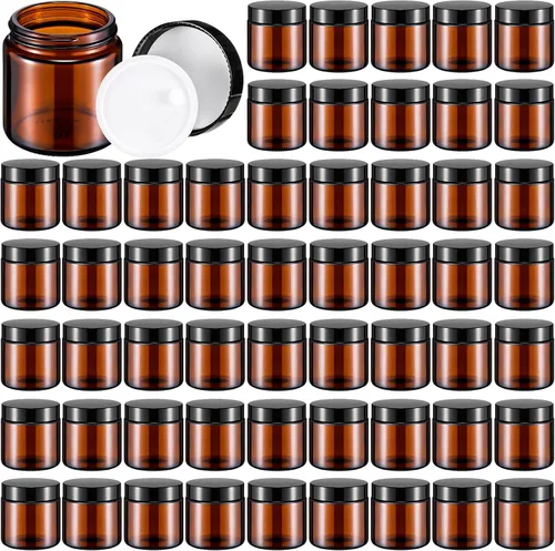 Vista 21 de Norme 24 Frascos de Vidrio de 4 oz con Tapas Herméticos Redondos a Prueba de Fugas Frascos Cosméticos Vacíos con Revestimientos Internos en la Tapa