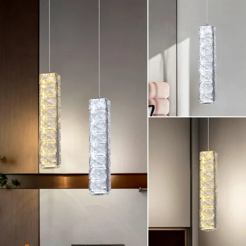 Vista 7 de Lámpara de techo LED de cristal, moderna lámpara de techo semiempotrada para sala de estar, comedor, dormitorio, isla de cocina, entrada