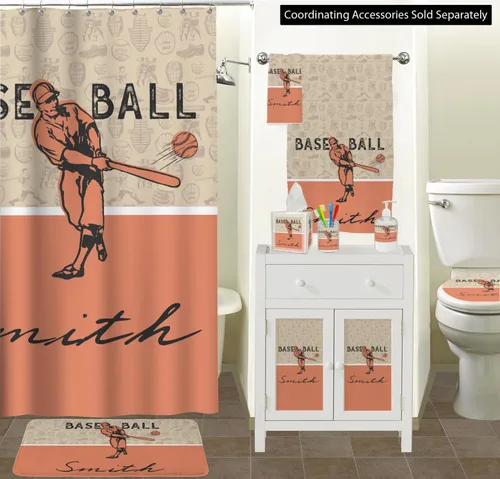 Vista 3 de YouCustomizeIt Cesta de basura de béisbol retro personalizada - doble cara (negro)