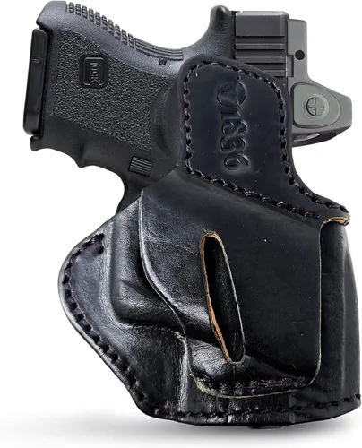Vista 9 de OWB - Funda de piel con cinturón ambidiestro, funda universal OWB. Se adapta a pistolas subcompactas de 0.354 in, funda de cuero Taurus G2C/G3C.