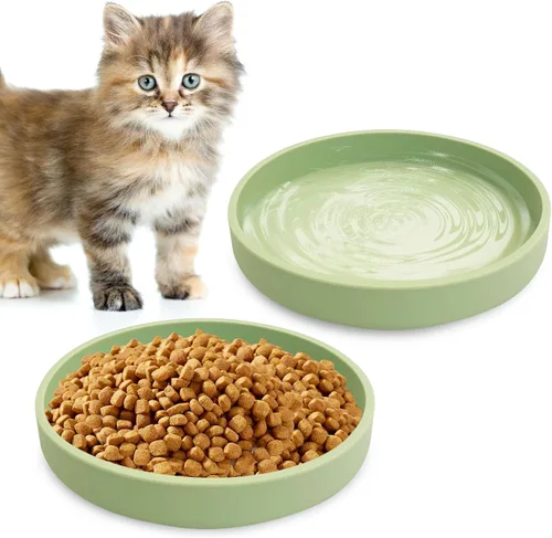 Vista 36 de Tazón de silicona poco profundo para perros, tazones de comida para gatos de 7 pulgadas, platos planos para cachorros, lindos platos para fatiga